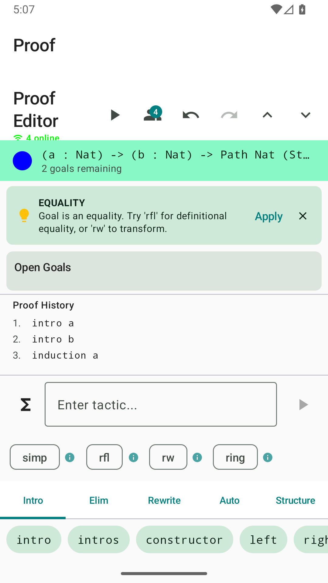 Collaborative proof editor