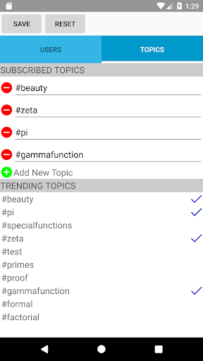 Android Subscriptions Editor Screenshot