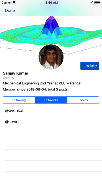 iOS User Profile Screenshot