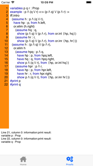 iOS Proofs Editor Screenshot